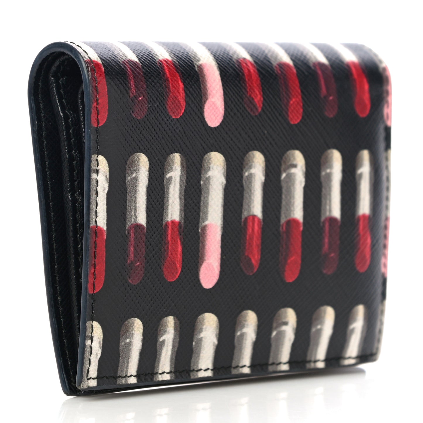 Saffiano Lipstick Print Bi-Fold Wallet Black