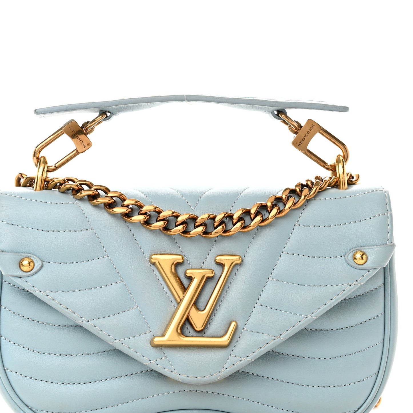 Calfskin New Wave Chain PM Porcelain Blue
