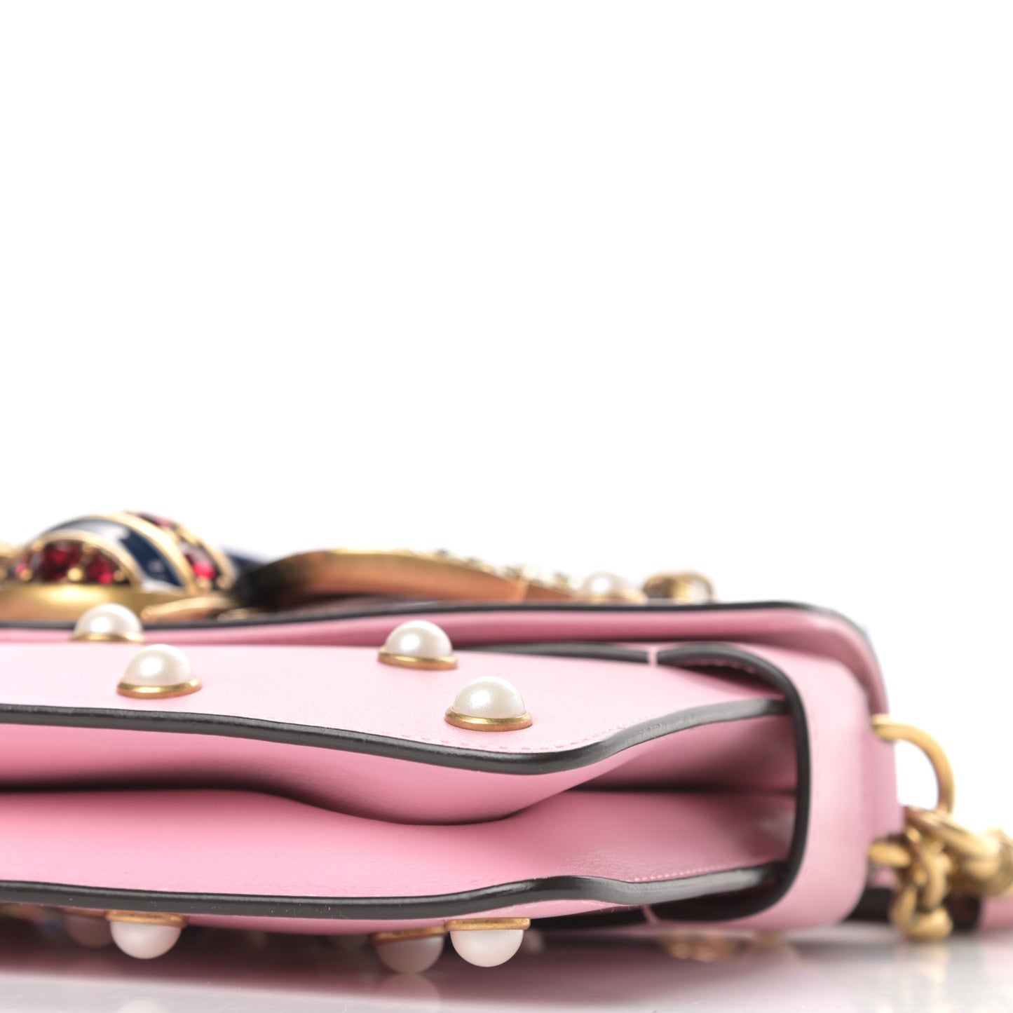 Nappa Pearl Studded Mini Queen Margaret Broadway Shoulder Bag Sugar Pink