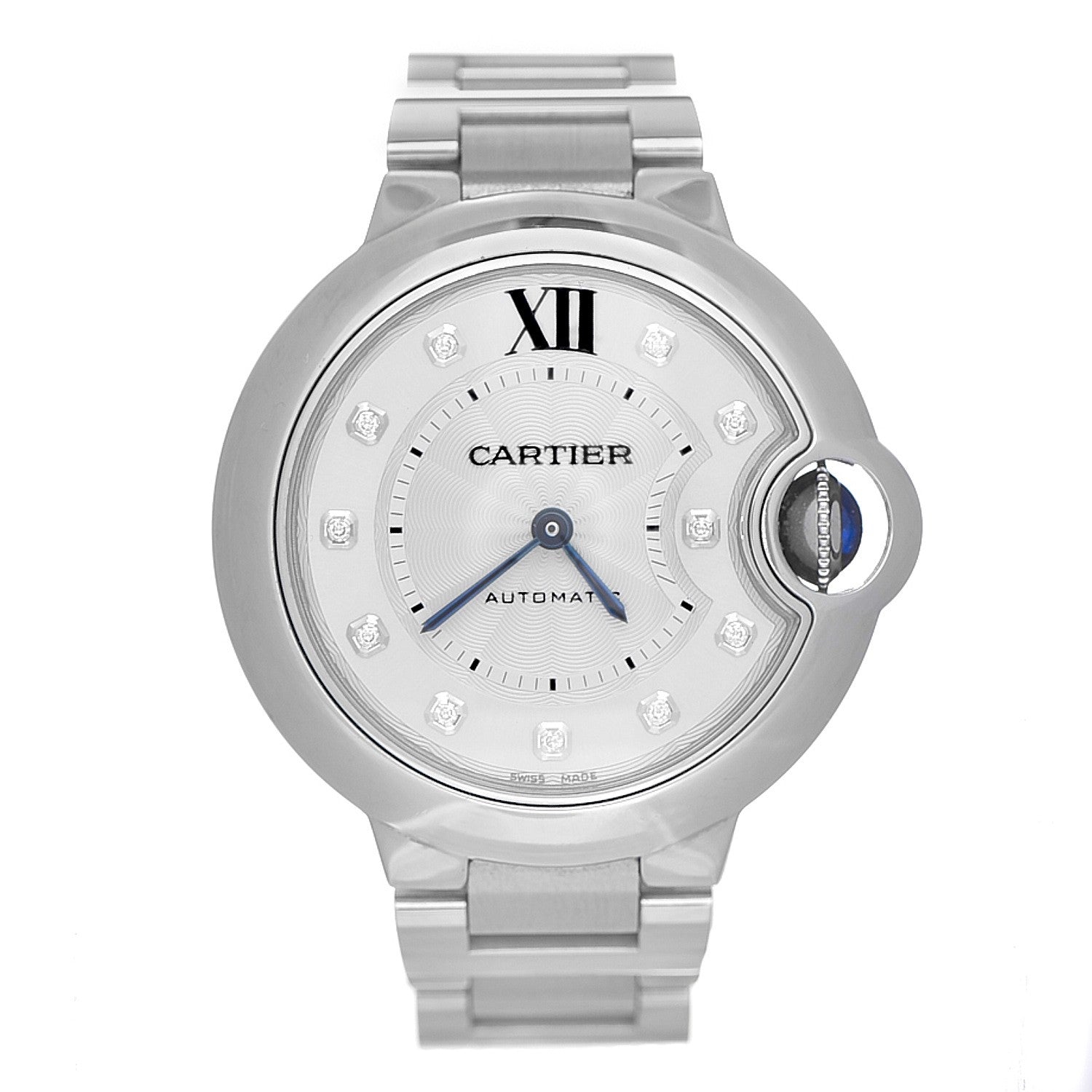 Cartier Stainless Steel Diamond 33mm Ballon Bleu De Automatic Watch 1 of 14