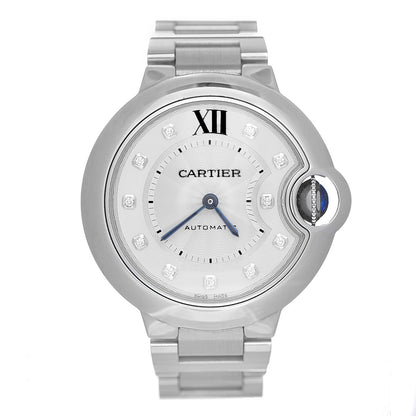 Cartier Stainless Steel Diamond 33mm Ballon Bleu De Automatic Watch 1 of 14