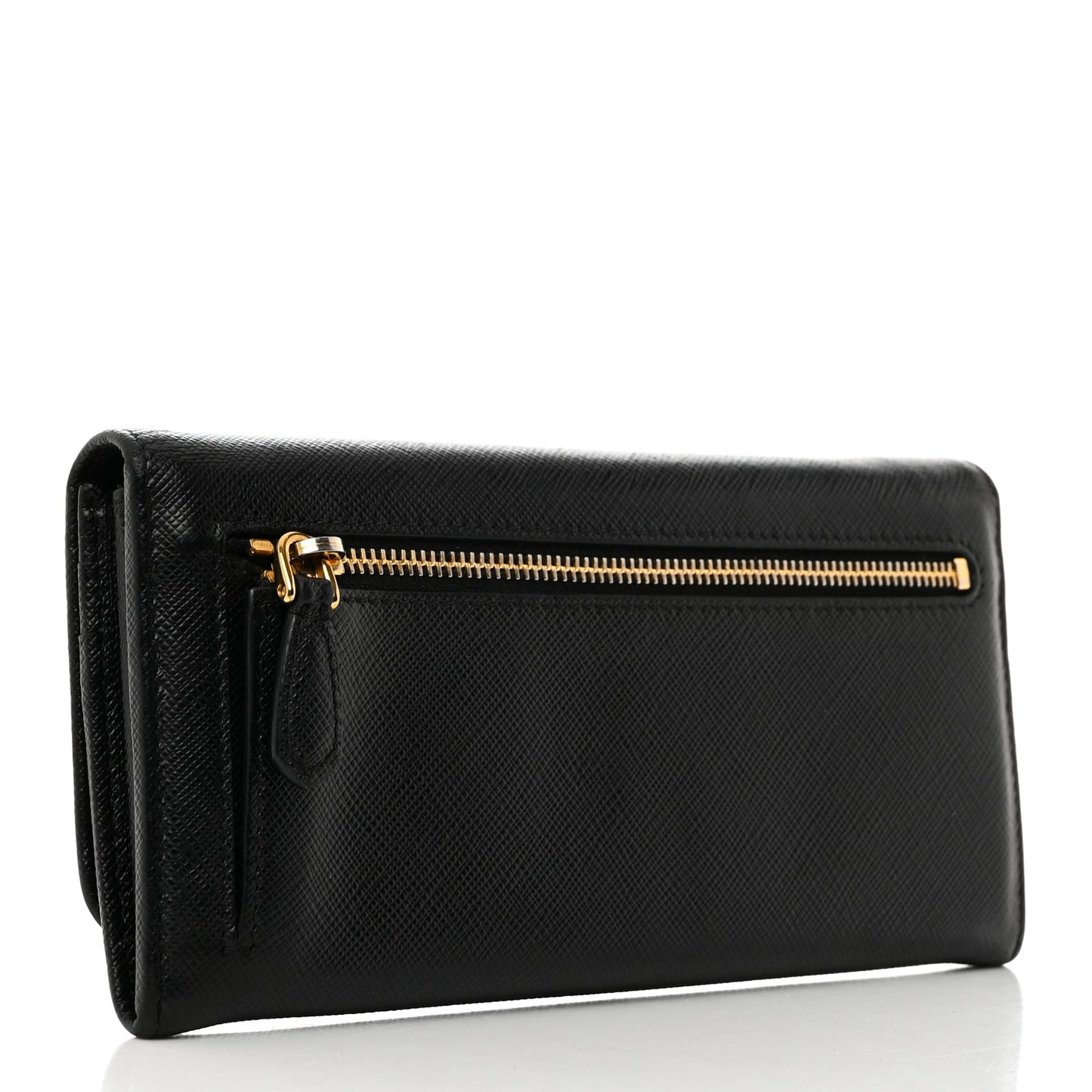 Saffiano Metal Continental Flap Travel Wallet Black