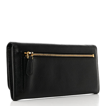 Prada Saffiano Metal Continental Flap Travel Wallet Black 4 of 8