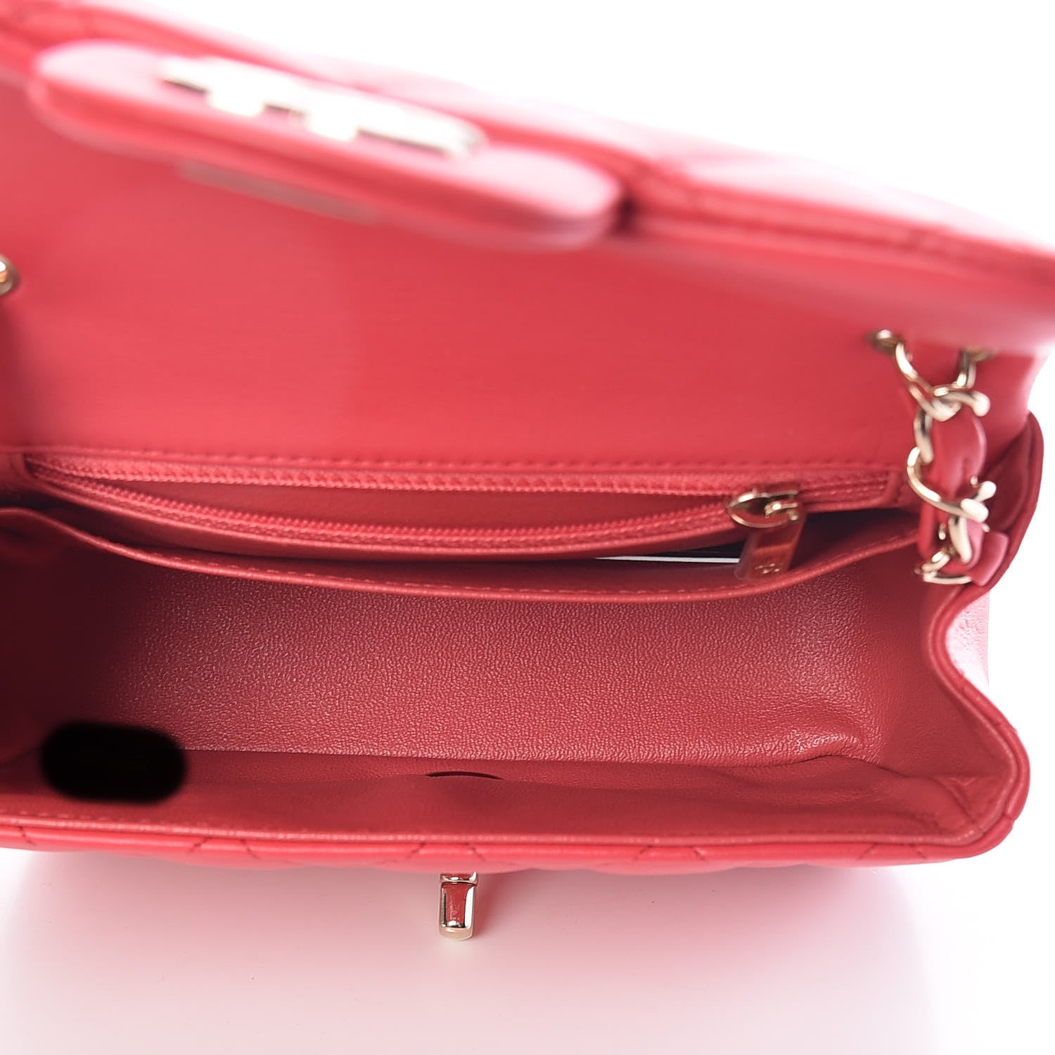 Chanel Lambskin Quilted Mini Square Flap Light Red 5 of 10