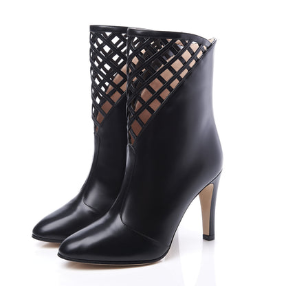 Gucci Plume Calfskin Damir Lattice Cutout Boots 36.5 Black 2 of 11