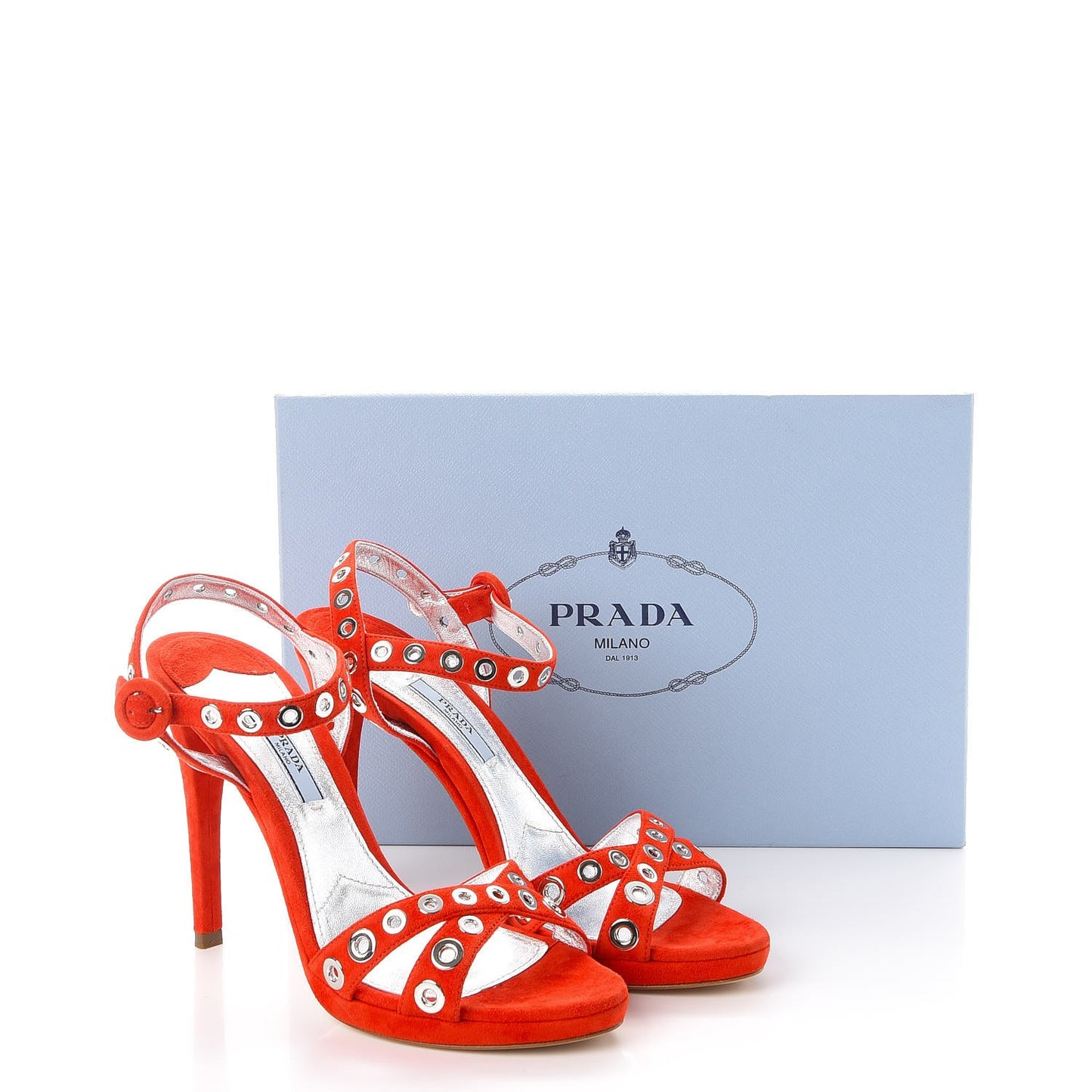 Suede Grommet Sandals 38.5 Red