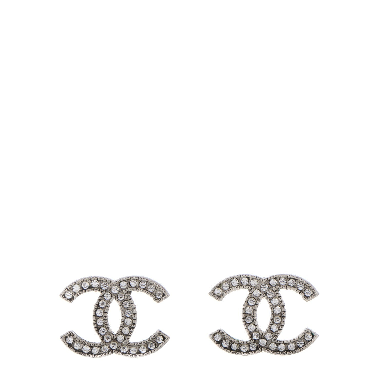 Chanel Crystal CC Earrings Silver 1 of 5