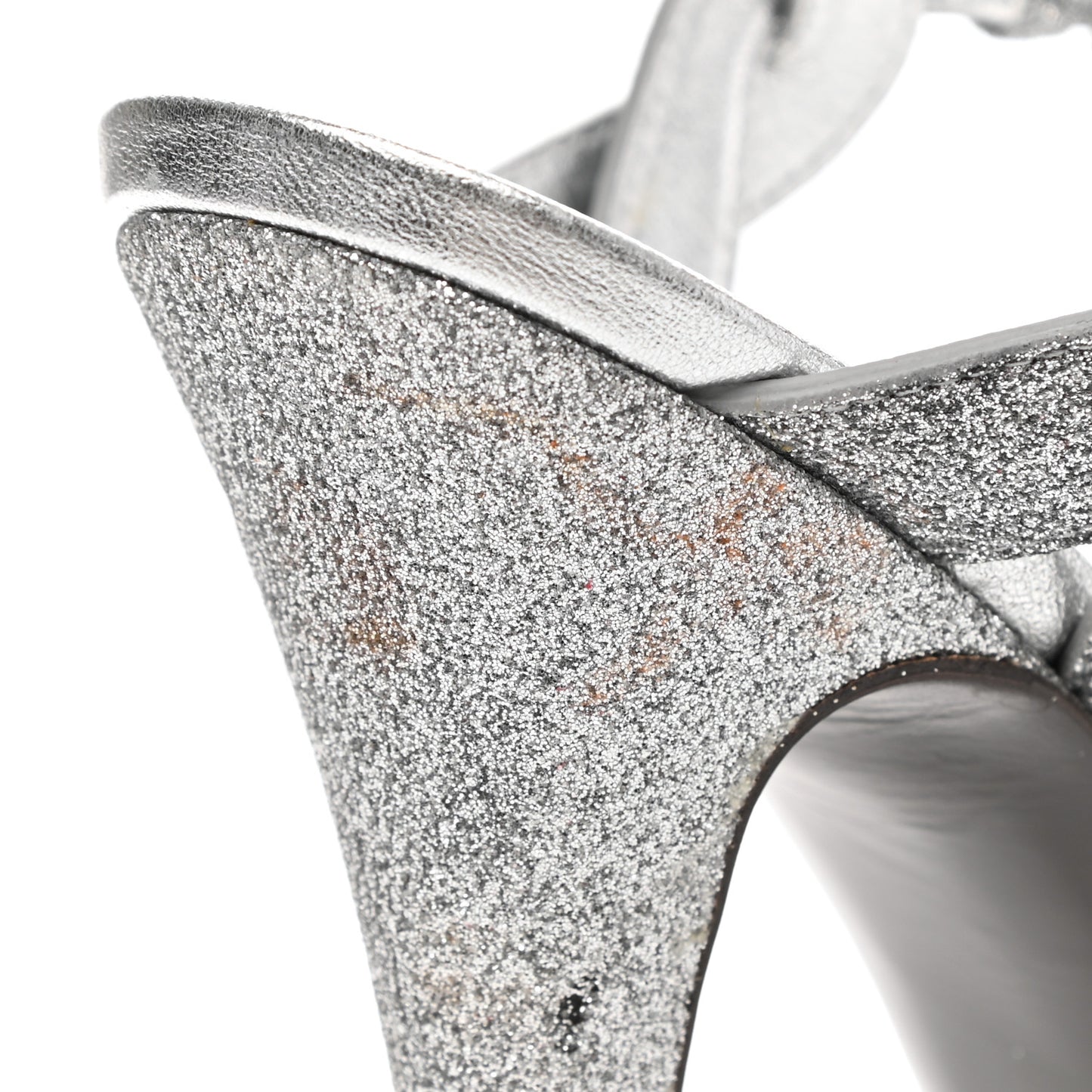Glitter Calfskin Tribute 105 Platform Sandals 37 Silver