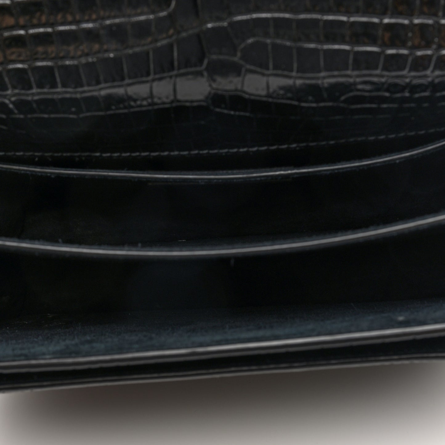 Calfskin Crocodile Embossed Medium Monogram Sunset Black