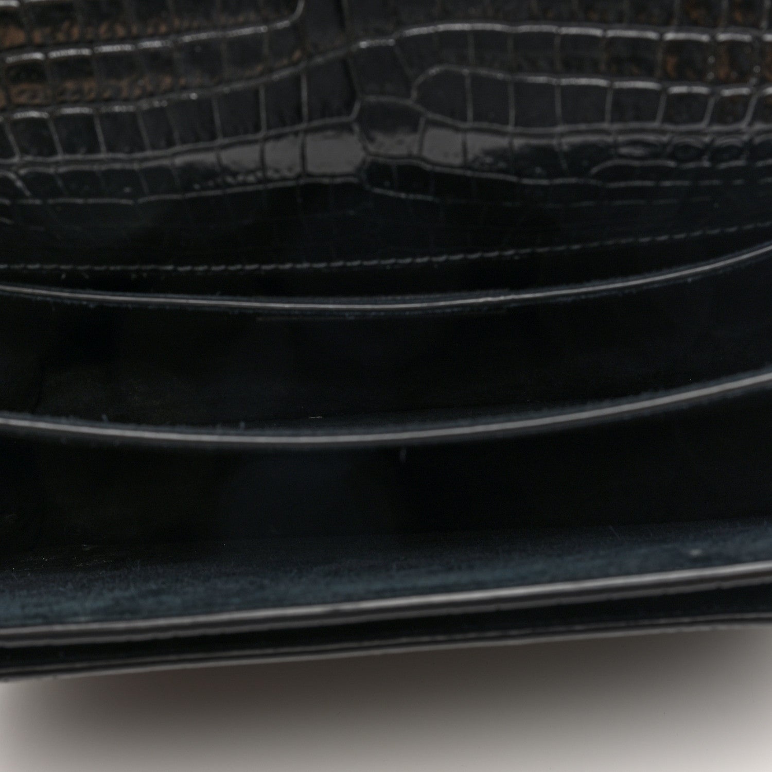 Saint Laurent Calfskin Crocodile Embossed Medium Monogram Sunset Black 5 of 9