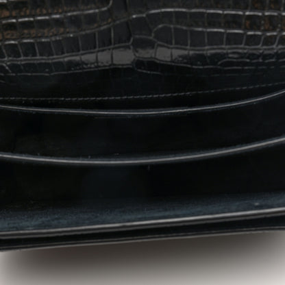 Saint Laurent Calfskin Crocodile Embossed Medium Monogram Sunset Black 5 of 9