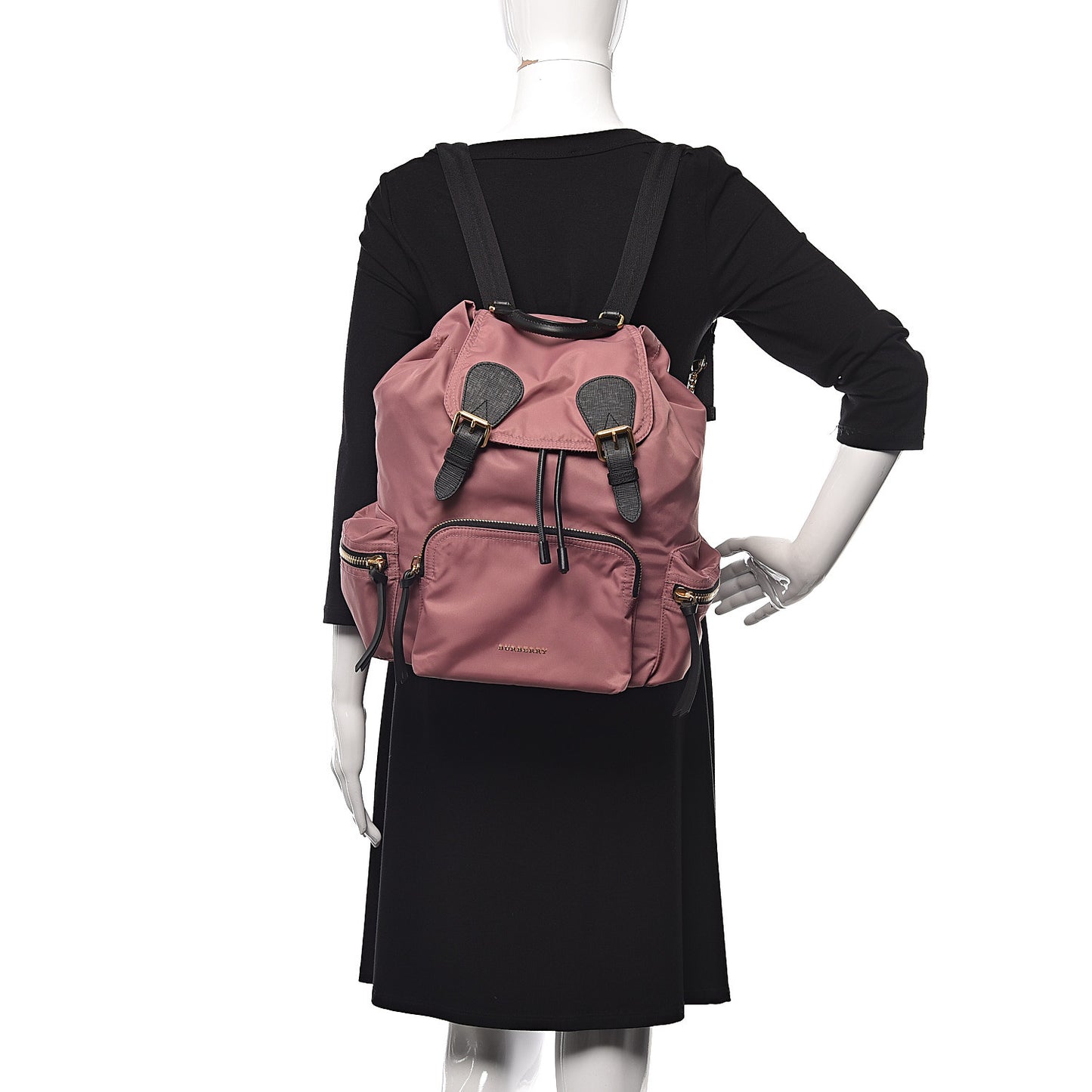 Nylon Medium Rucksack Backpack Mauve Pink