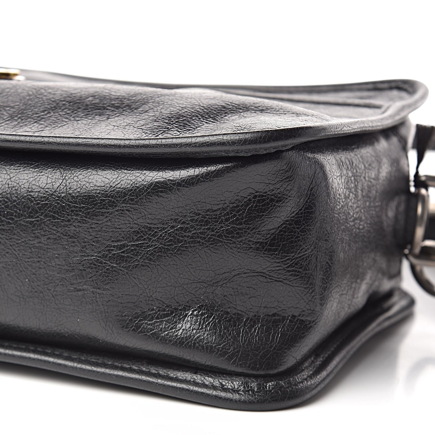 Fluffy Calfskin Morpheus Shoulder Bag Black