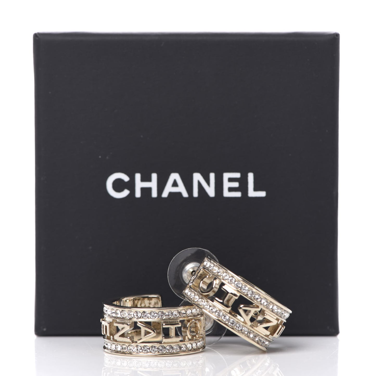 Metal Crystal Bow-tiful CC Hoop Earrings Gold