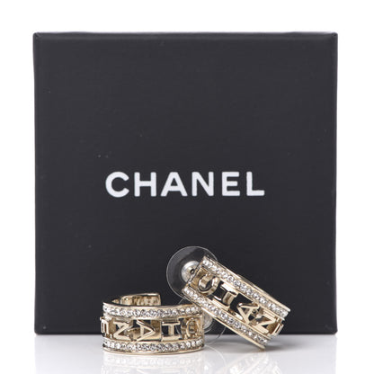 Chanel Metal Crystal Bow-tiful CC Hoop Earrings Gold 5 of 5