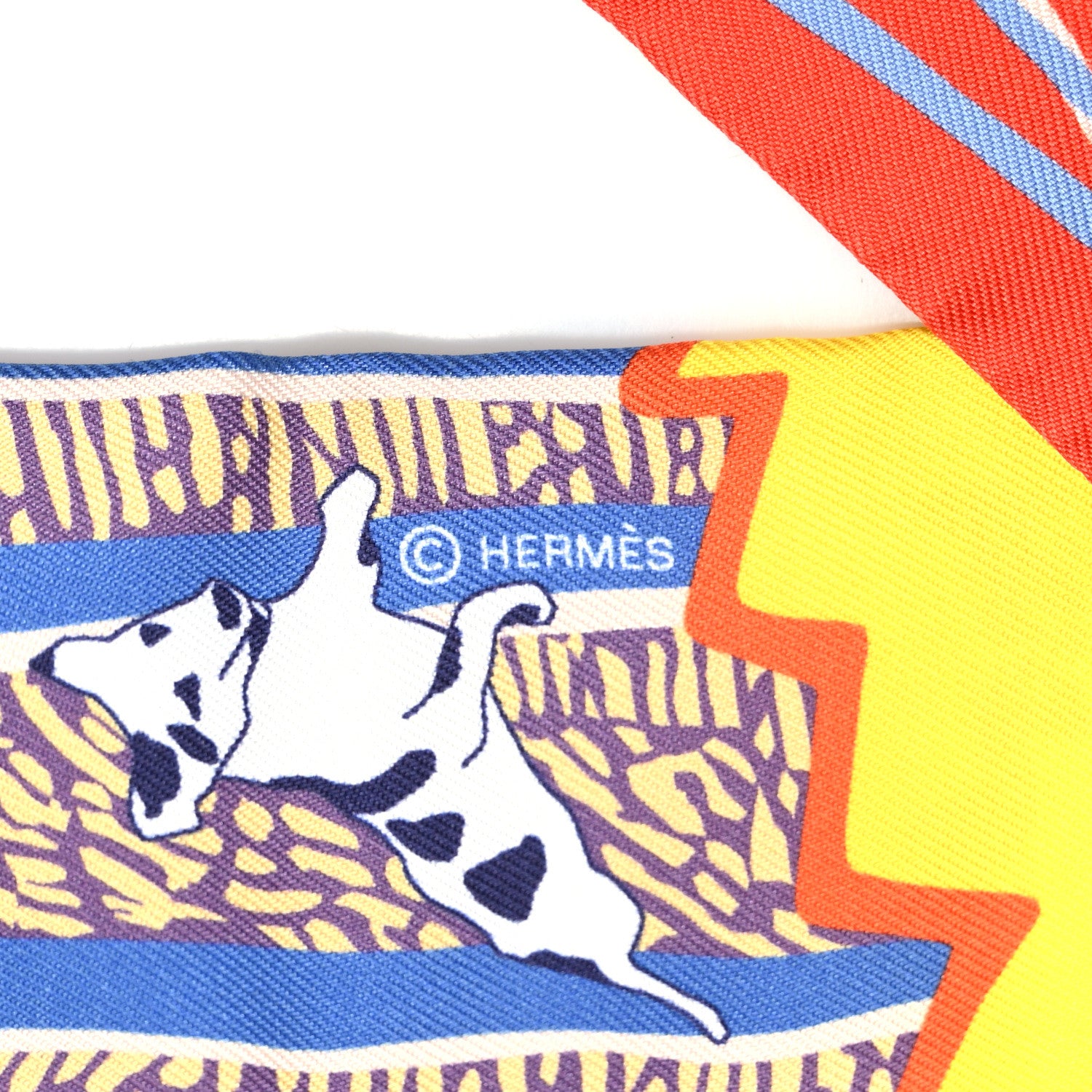 Hermes Silk En Liberte Twilly Jaune Vif Bleu Rouge 3 of 4