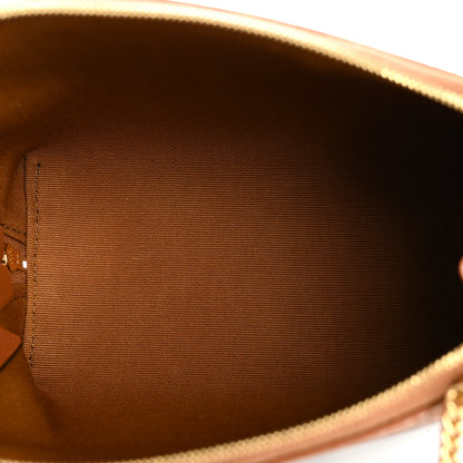 Celine Triomphe Canvas Lambskin Clutch On Chain Tan 5 of 12
