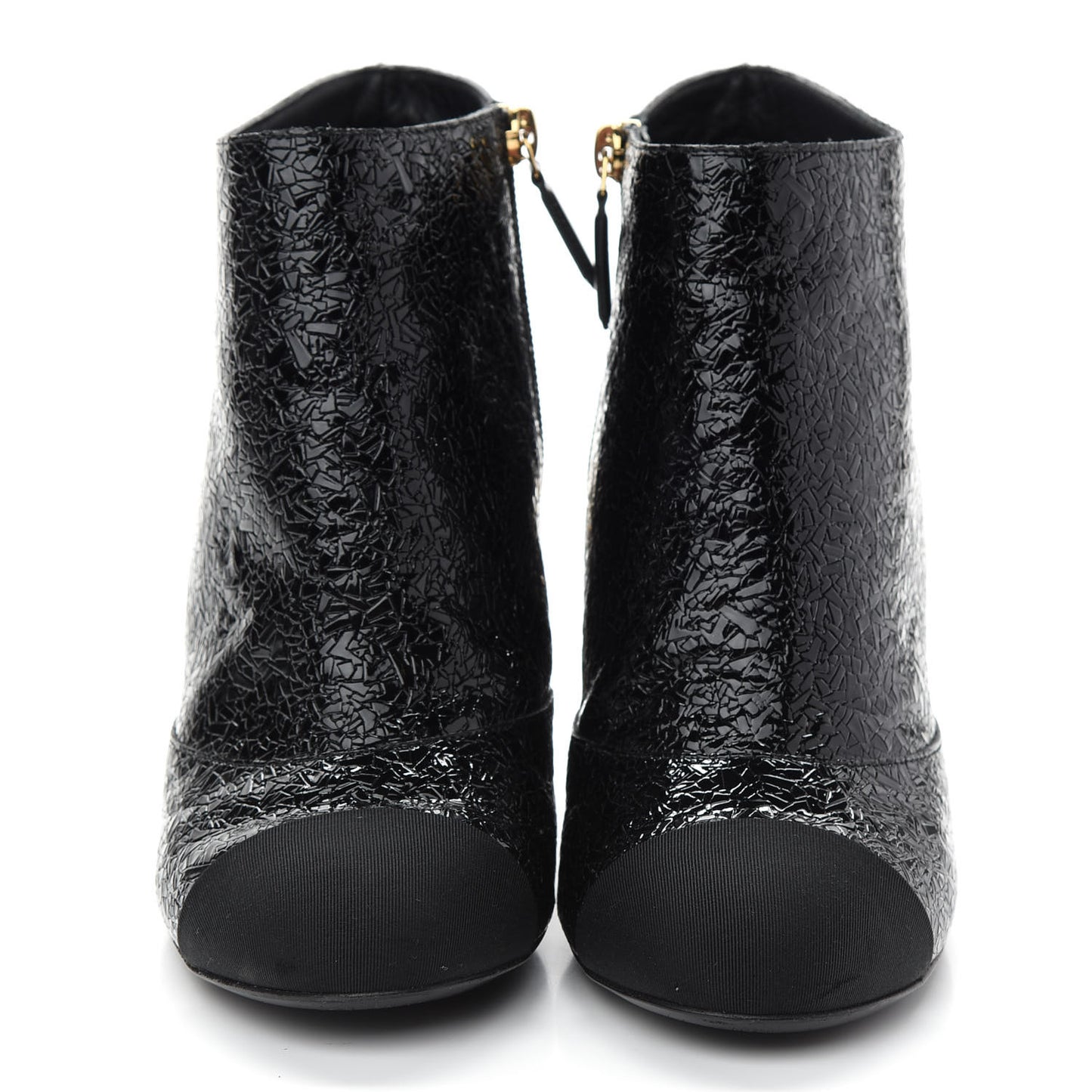 Patent Pearl Cap Toe Ankle Boots 37.5 Black