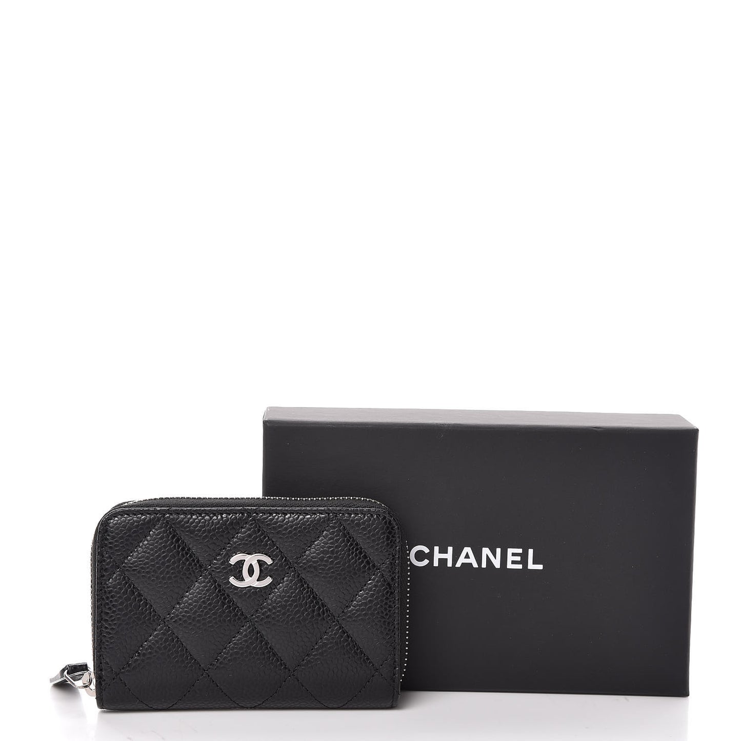 Caviar Quilted Zip Coin Purse Black
