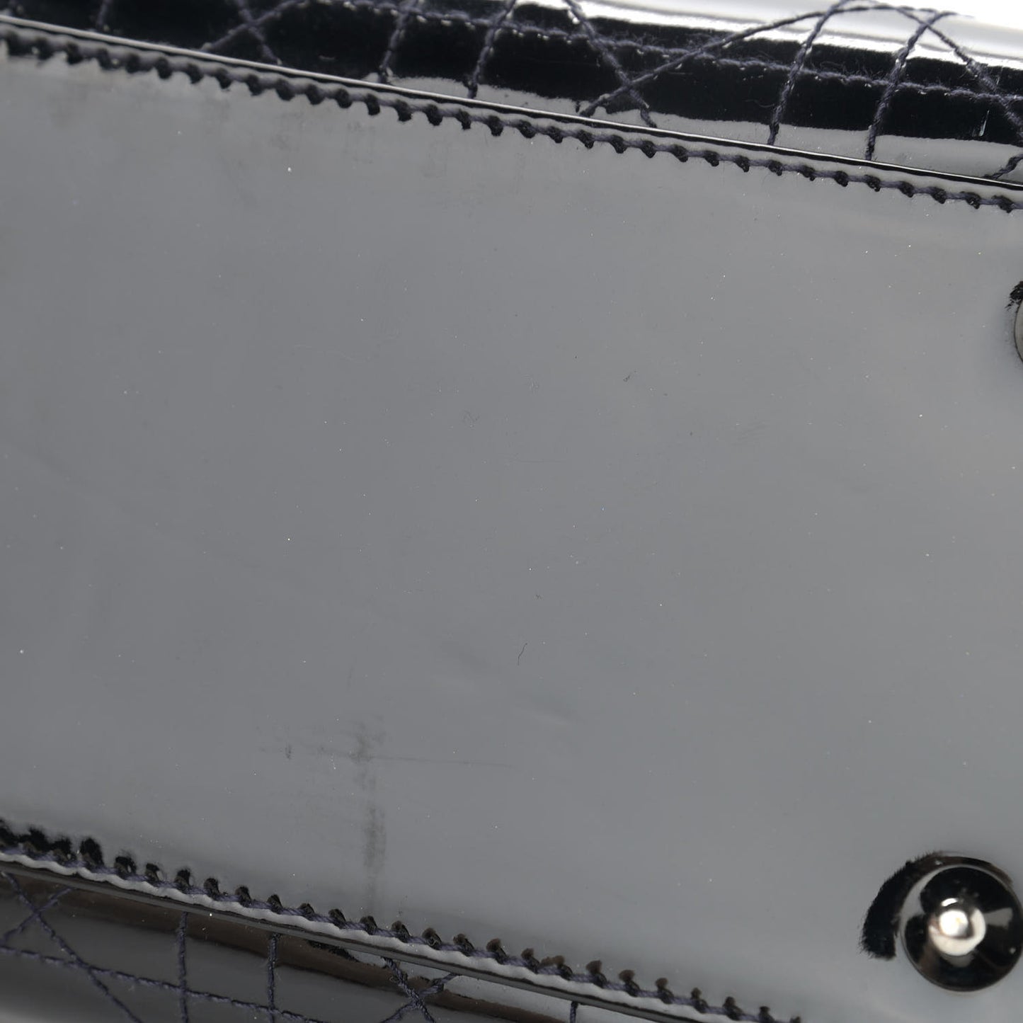 Patent Cannage Stitched Large Lady Dior Dark Navy Blue