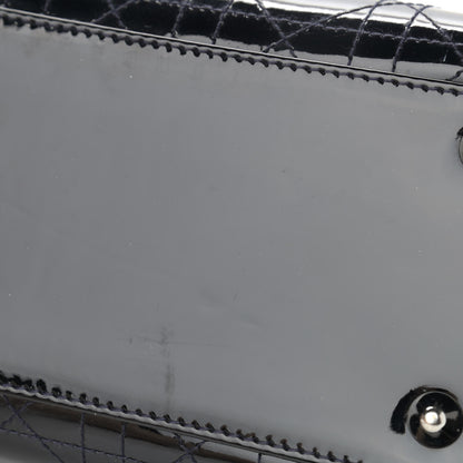 Christian Dior Patent Cannage Stitched Large Lady Dior Dark Navy Blue 11 of 13