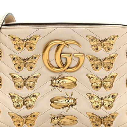 Gucci Calfskin Matelasse Animal Studs Small GG Marmont Chain Shoulder Bag White 8 of 14