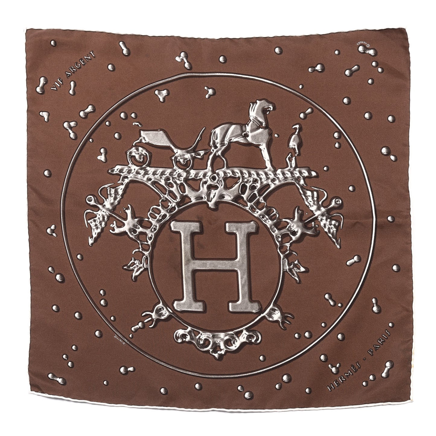 Silk Vif Argent Pocket Square Chocolate