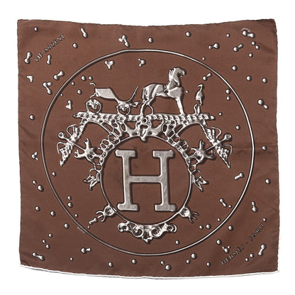Hermes Silk Vif Argent Pocket Square Chocolate 1 of 6