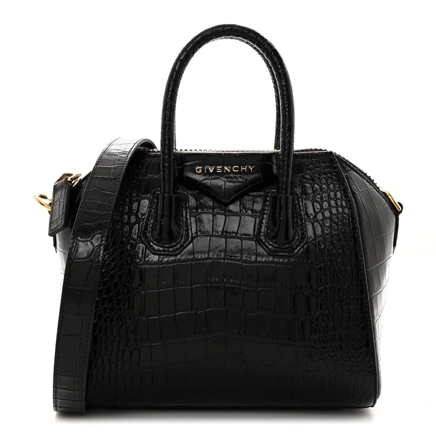 Givenchy Calfskin Crocodile Embossed Mini Antigona Black 1 of 10