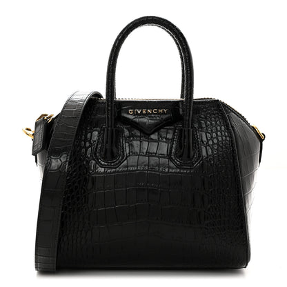 Givenchy Calfskin Crocodile Embossed Mini Antigona Black 1 of 10