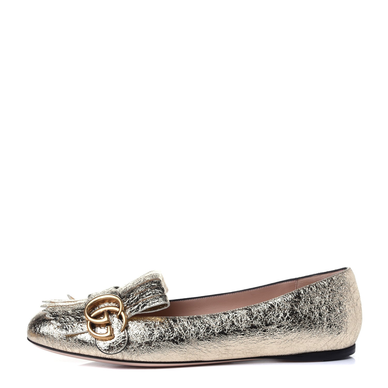 Gucci Galassia GG Marmont Fringe Flats 39 Platino 1 of 10