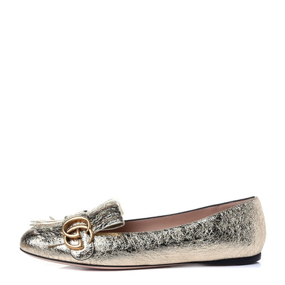 Gucci Galassia GG Marmont Fringe Flats 39 Platino 1 of 10