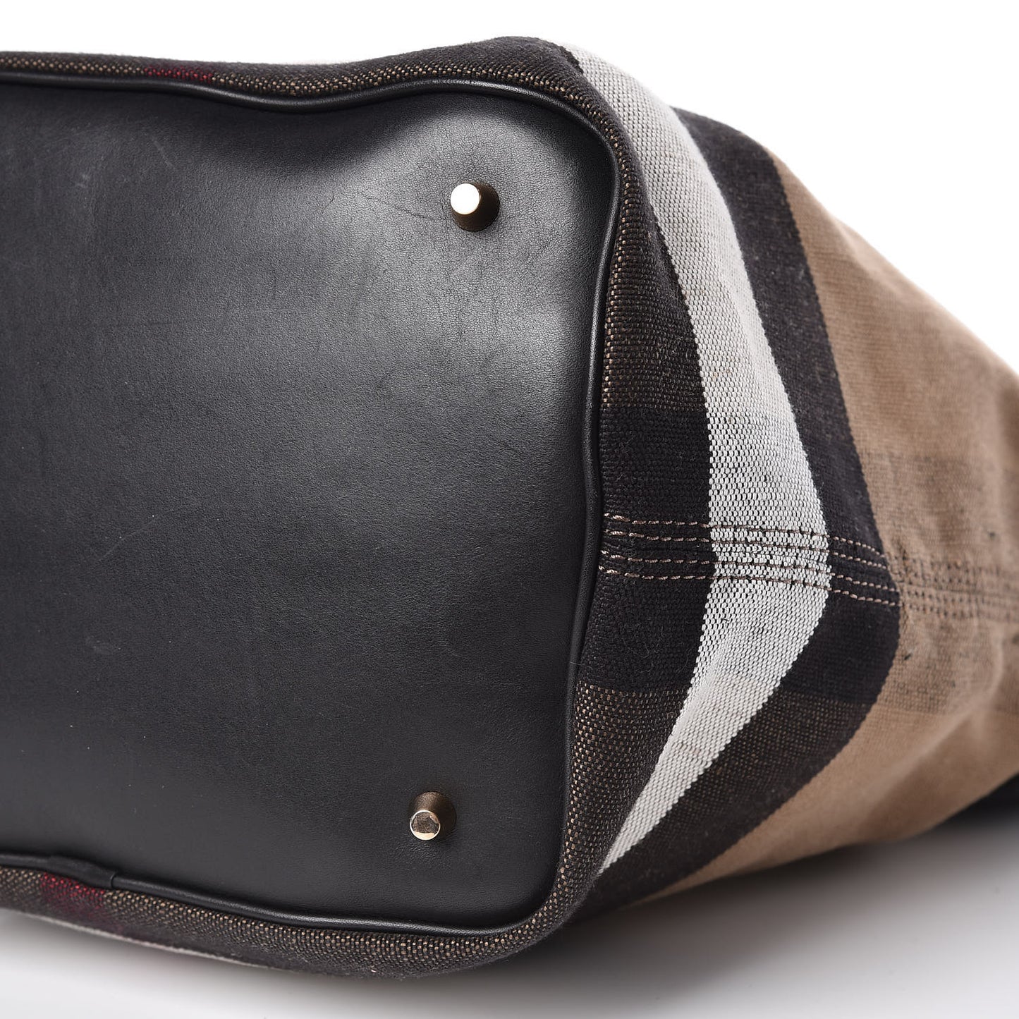 Grainy Calfskin Canvas Mega Check Medium Ashby Tassel Hobo Black