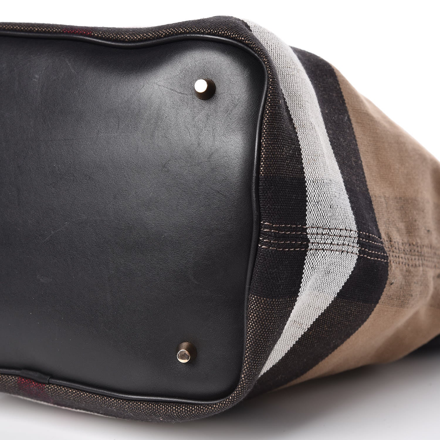 Burberry Grainy Calfskin Canvas Mega Check Medium Ashby Tassel Hobo Black 9 of 9