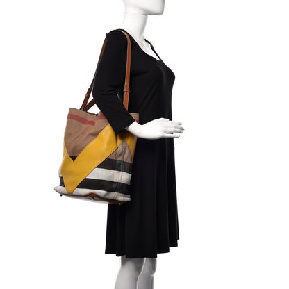 Burberry Canvas Mega Check Calfskin Chevron Medium Hobo Multicolor 2 of 14