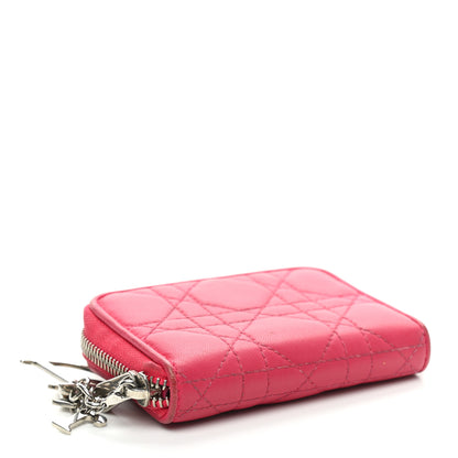 Christian Dior Lambskin Cannage Mini Lady Dior Zip Portemonnaie Fuchsia 4 of 13