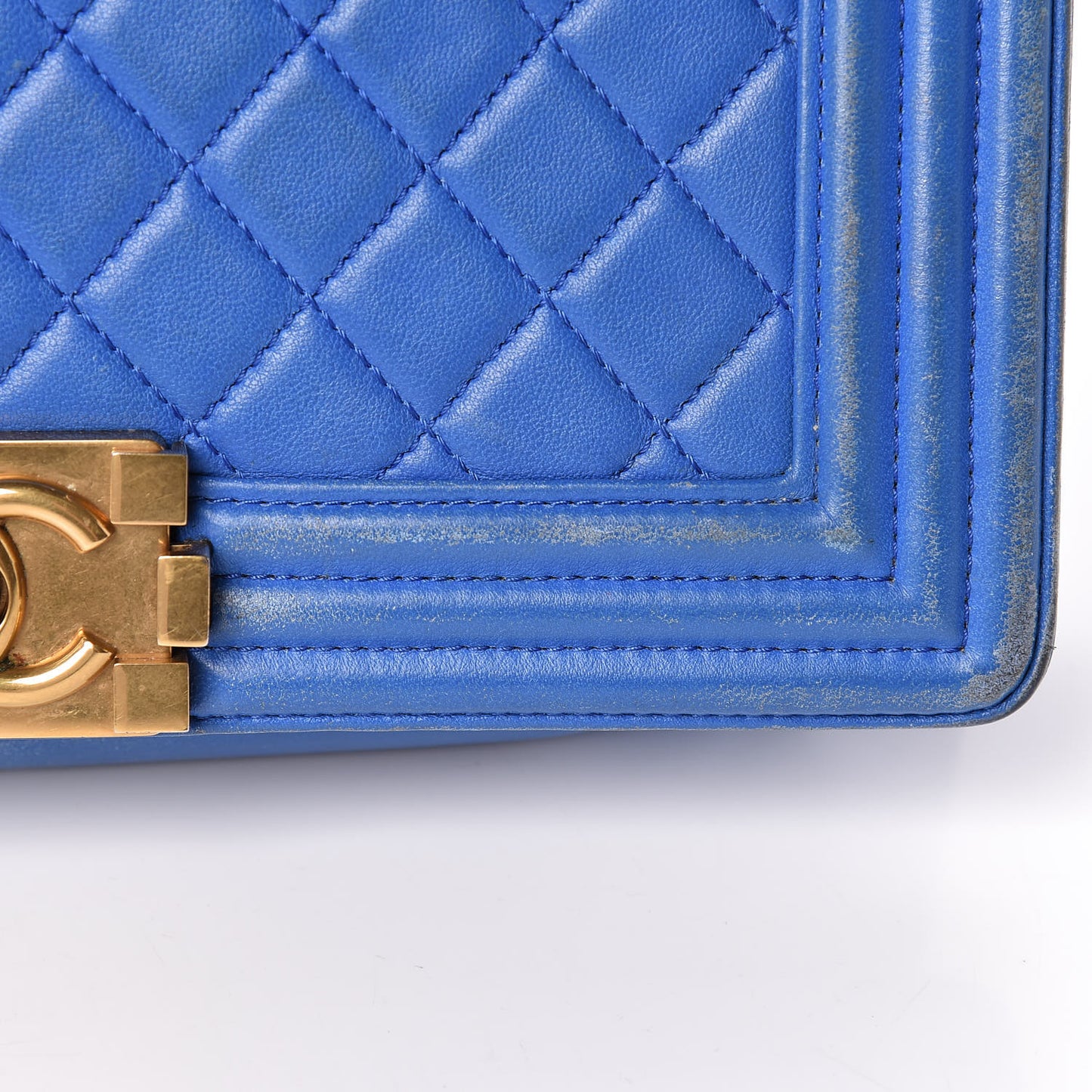 Lambskin Quilted Medium Boy Flap Blue