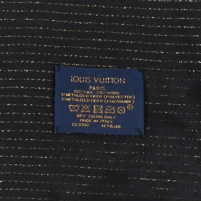Louis Vuitton Wool Silk Monogram Glimmer Shawl Black 3 of 3