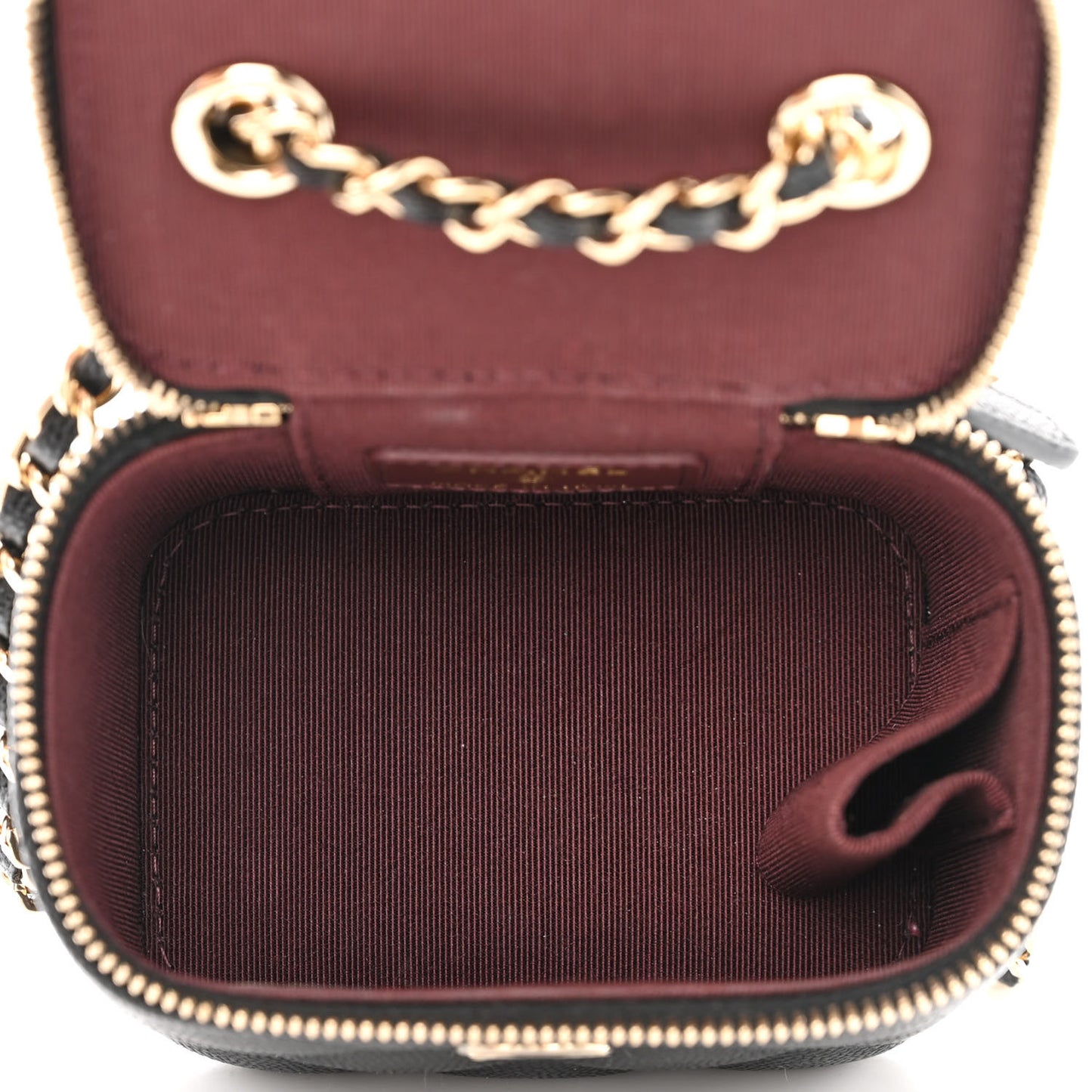 Caviar Quilted Mini Vanity Case With Chain Black