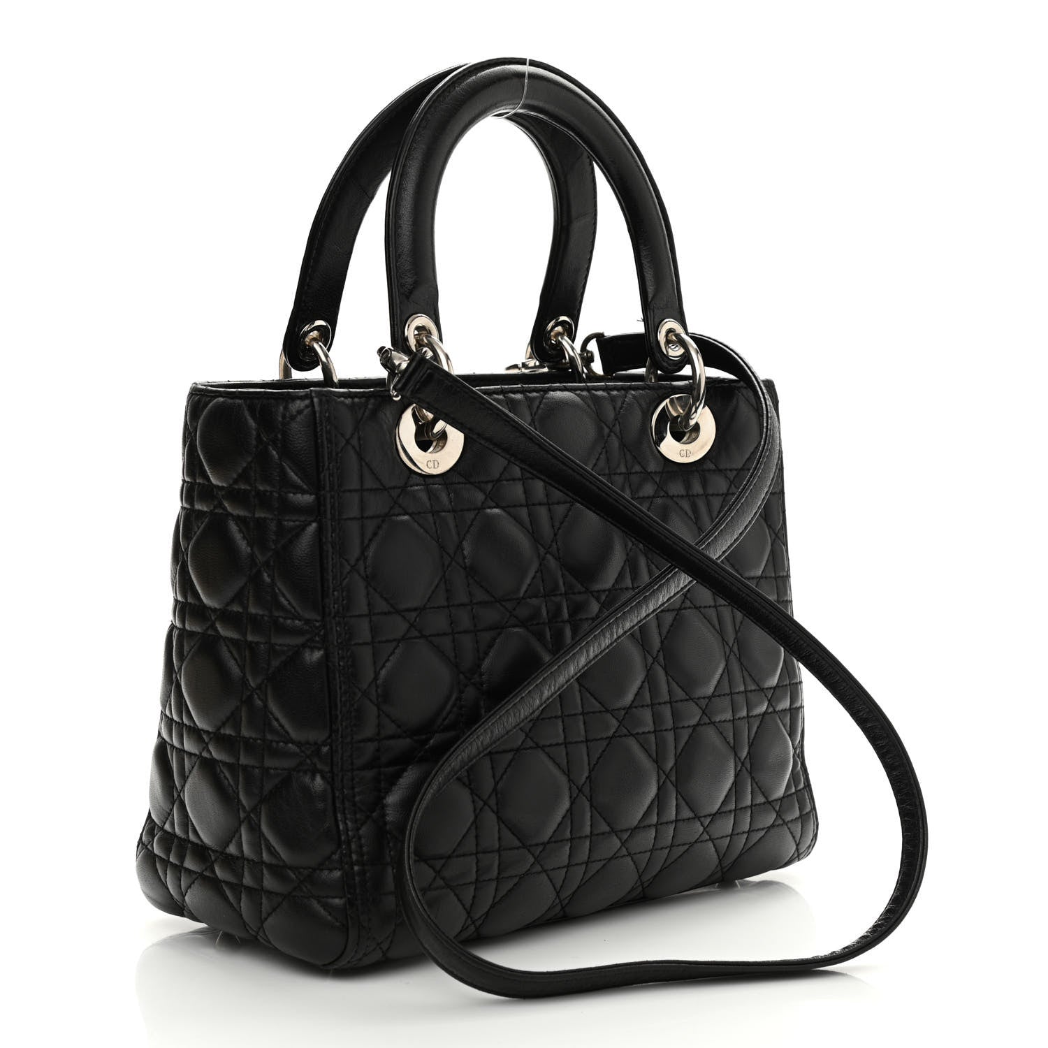 Christian Dior Lambskin Cannage Medium Lady Dior Black 3 of 10
