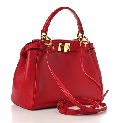 Fendi Nappa Mini Peekaboo Iconic Satchel Flamma 3 of 8
