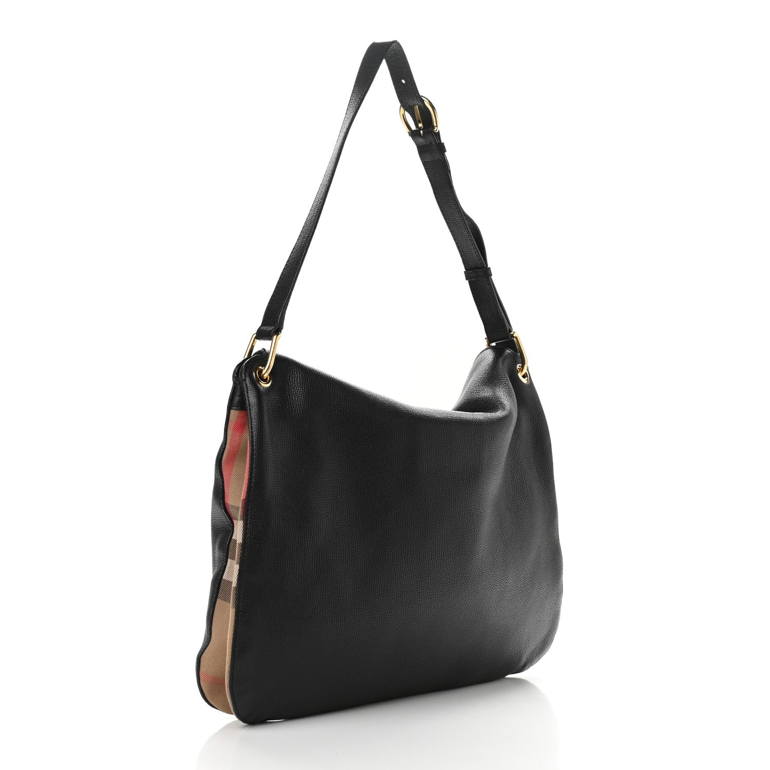 Burberry Derby Calfskin House Check Cornwall Hobo Black 3 of 10