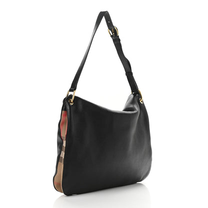 Burberry Derby Calfskin House Check Cornwall Hobo Black 3 of 10