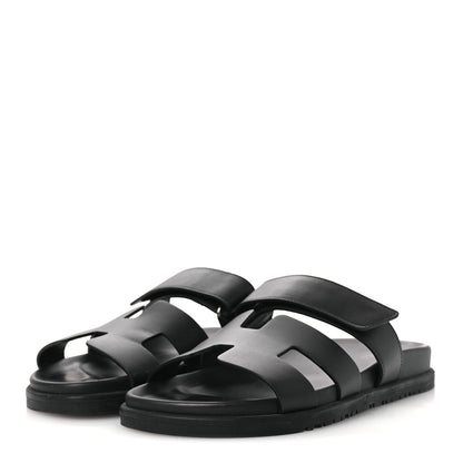 Hermes Calfskin Womens Chypre Sandals 38 Black 4 of 13