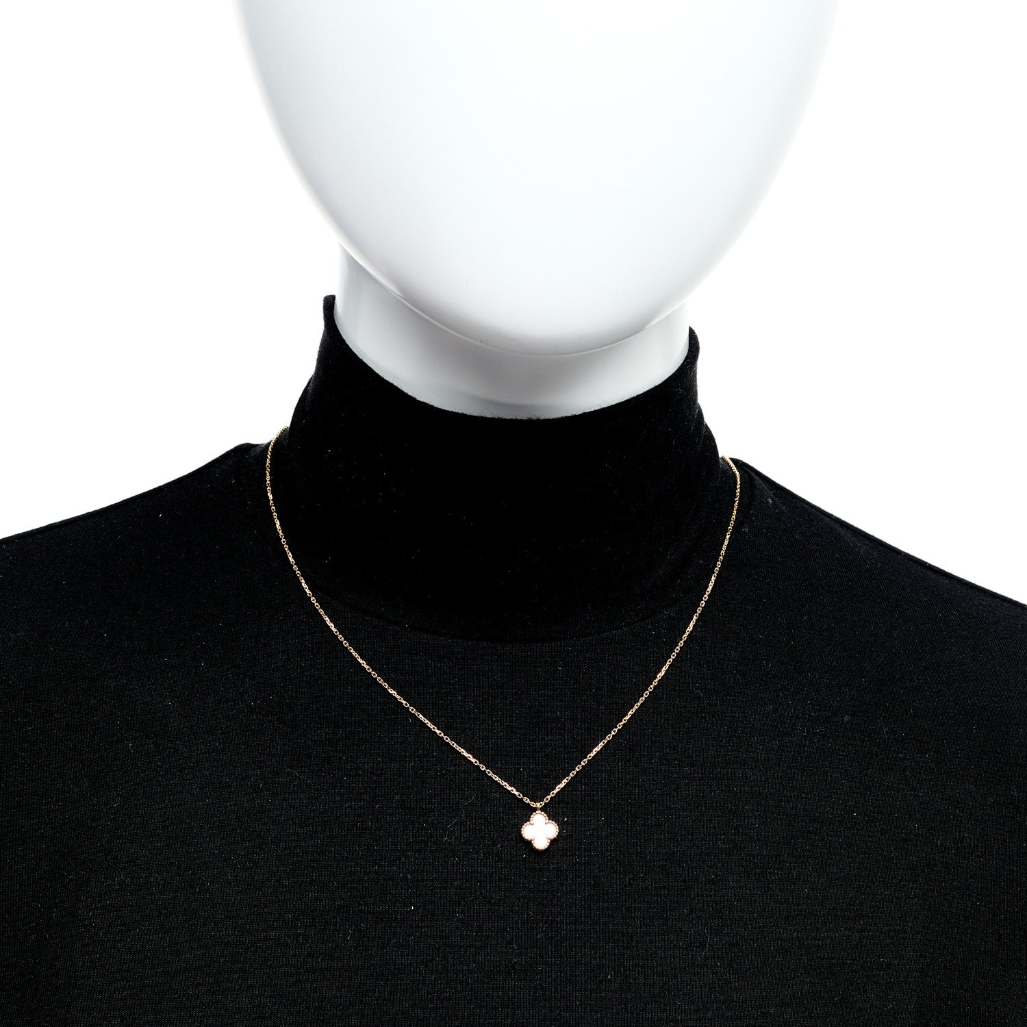 Van Cleef & Arpels 18K Yellow Gold Mother of Pearl Sweet Alhambra Pendant Necklace 2 of 6