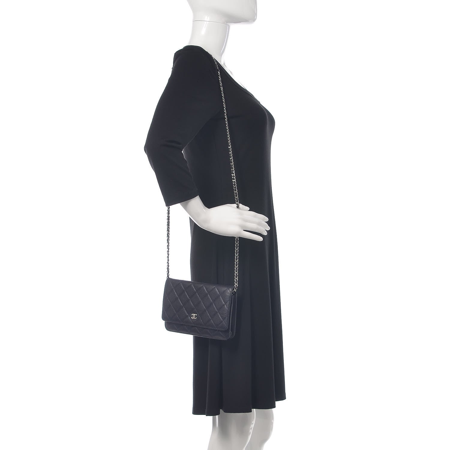 Chanel Caviar Quilted Wallet On Chain WOC Navy Blue 2 of 12
