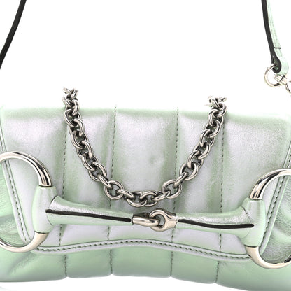 Gucci Iridescent Nappa Vertical Matelasse Small Maxi Horsebit Chain Shoulder Bag Iridescent Salvy Green 8 of 12