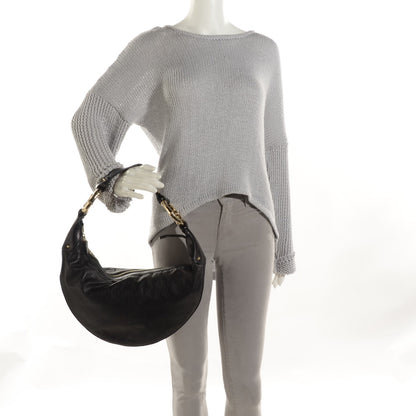 Gucci Guccissima Half Moon Bamboo Ring Hobo Black 2 of 7