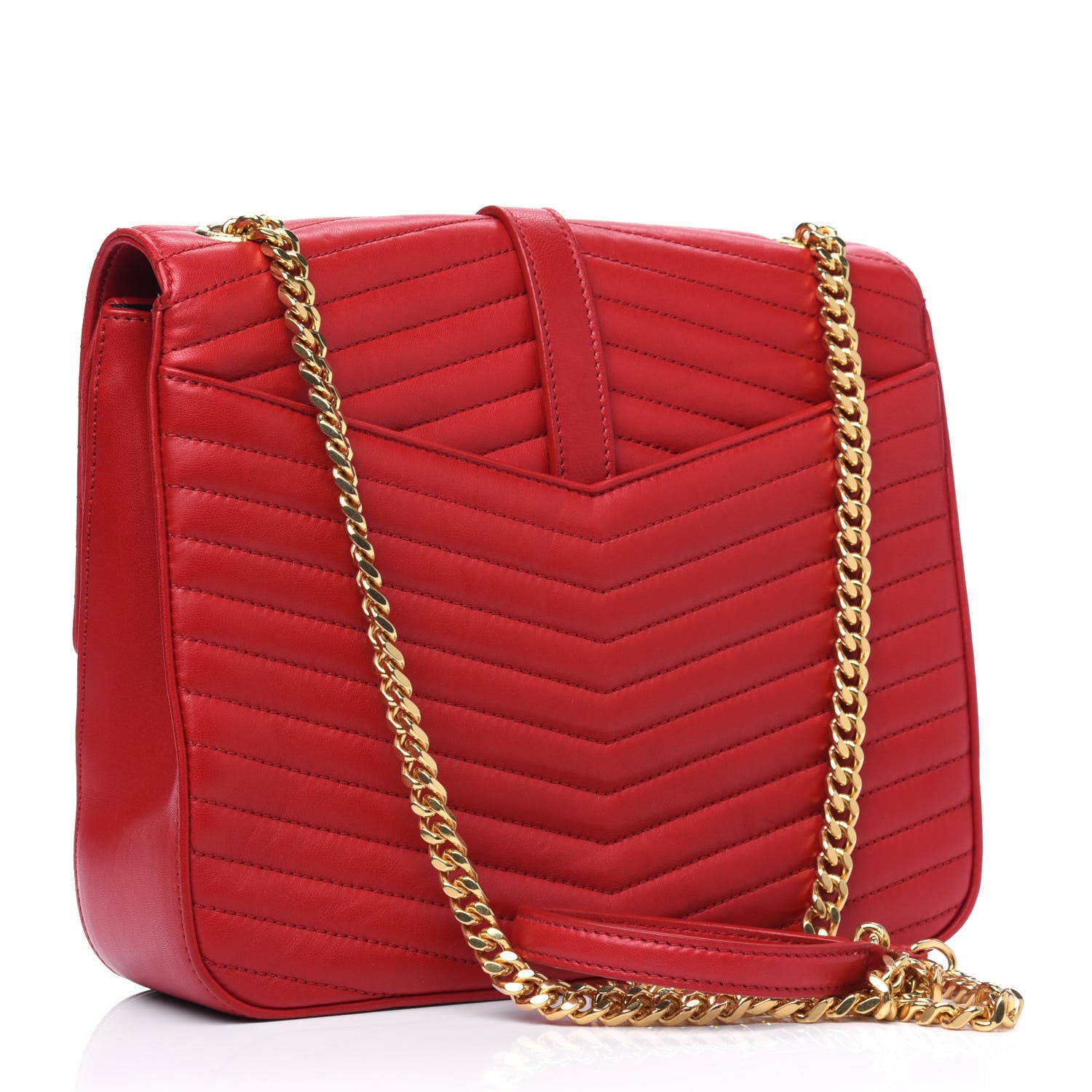 Saint Laurent Lambskin Matelasse Chevron Monogram Medium Sulpice Bag Red 2 of 4