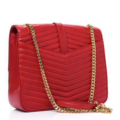 Saint Laurent Lambskin Matelasse Chevron Monogram Medium Sulpice Bag Red 2 of 4
